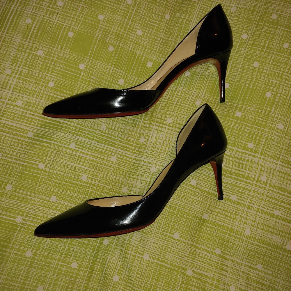 Christian Louboutin Iriza Semi D’orsay black patent pump